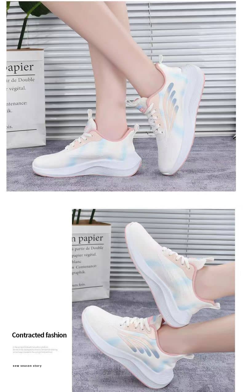 Women's Flyknit Mesh Athletic Shoes Platform Fashion Dad Shoes Anti-Slip Running Shoes