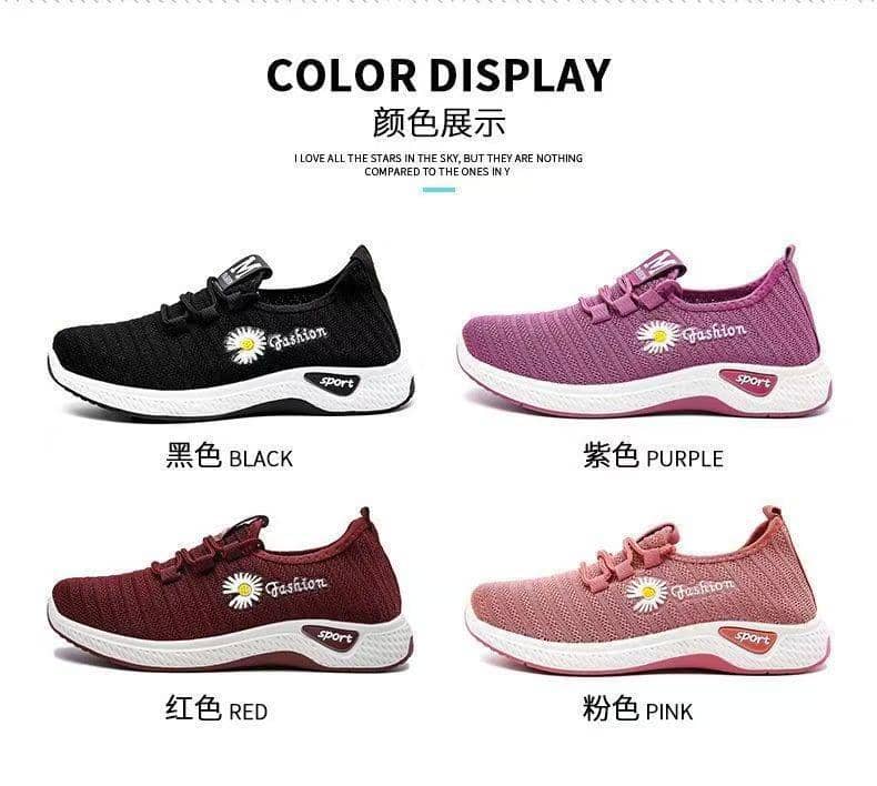 New Women's Flyknit Athletic Shoes Soft Sole Anti-Slip Breathable Dance Walking Sneakers