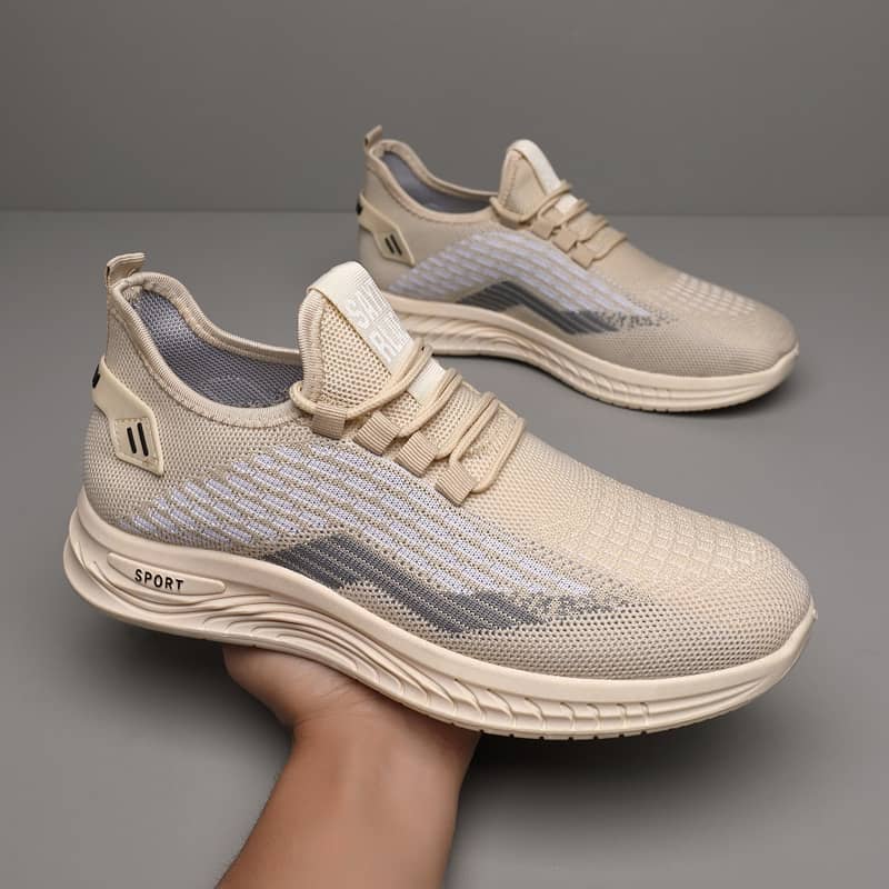 Men's Summer Breathable Flyknit Mesh Casual Shoes Comfortable Soft Sole Slip-On Sneakers