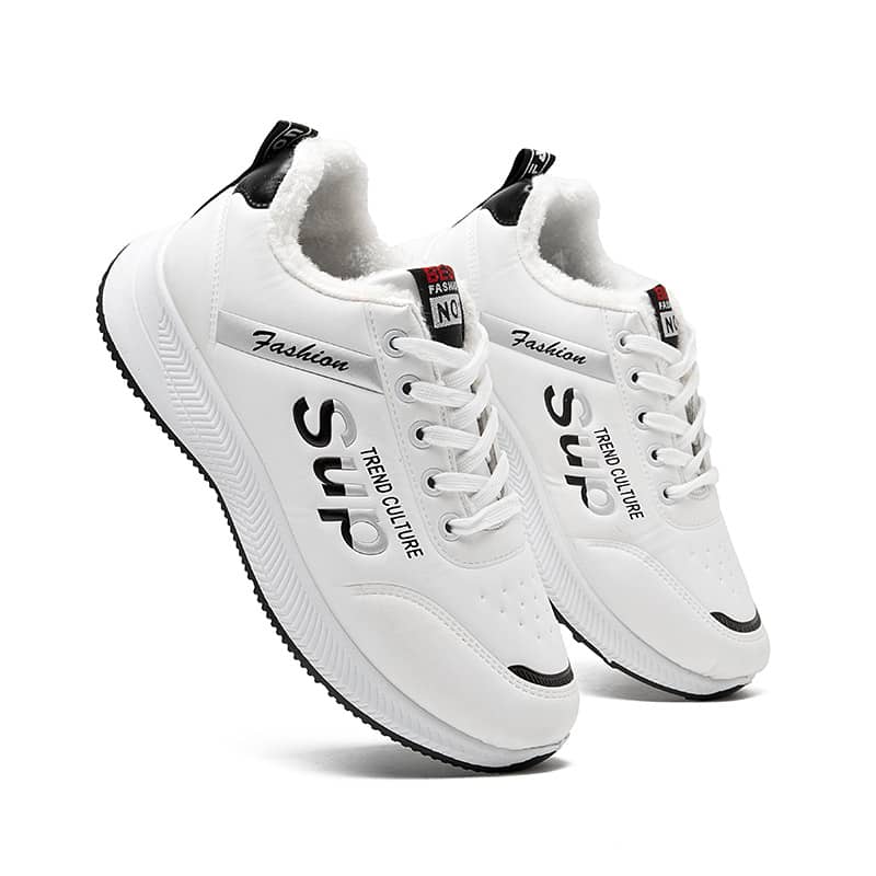 Men's Korean-Style Casual PU Athletic Shoes Comfortable Student White Sneakers Running Shoes