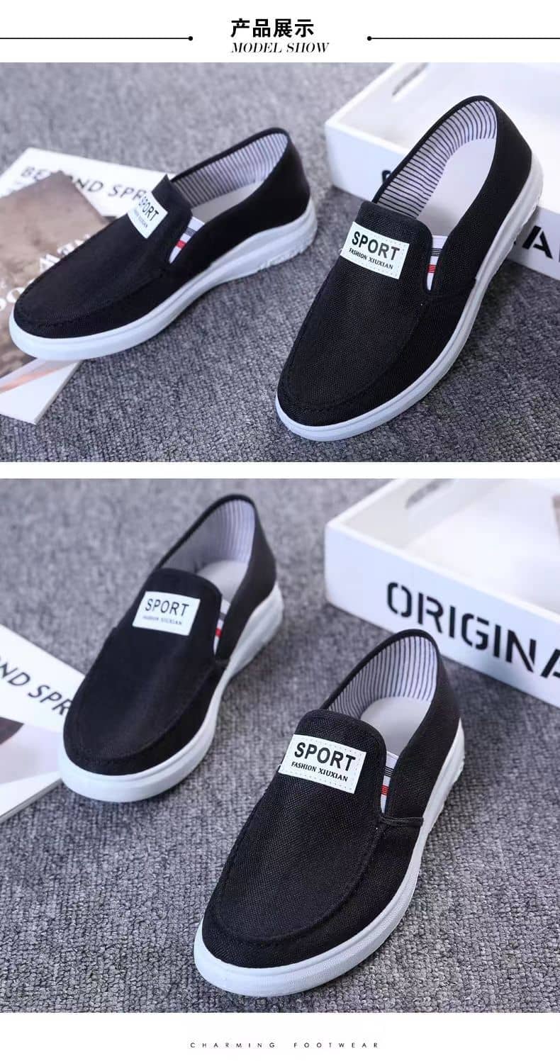 Men's Canvas Slip-On Shoes Denim Casual Loafers Lightweight Breathable Anti-Slip Wear-Resistant Student Shoes