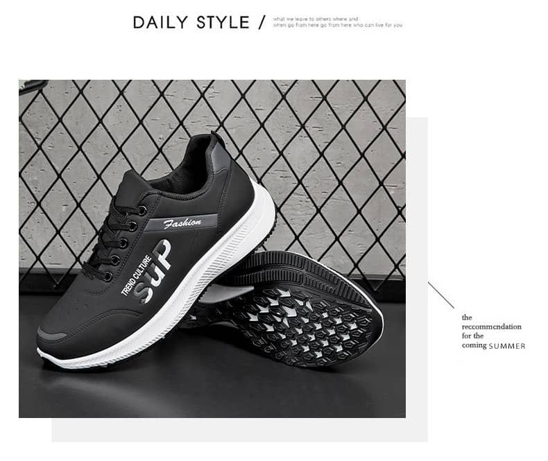 Men's Korean-Style Casual PU Athletic Shoes Comfortable Student White Sneakers Running Shoes