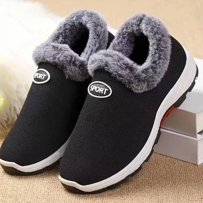 Winter Warm Women's Cotton Shoes Fleece-Lined Thickened Soft Sole Cotton Boots for Middle-Aged and Elderly