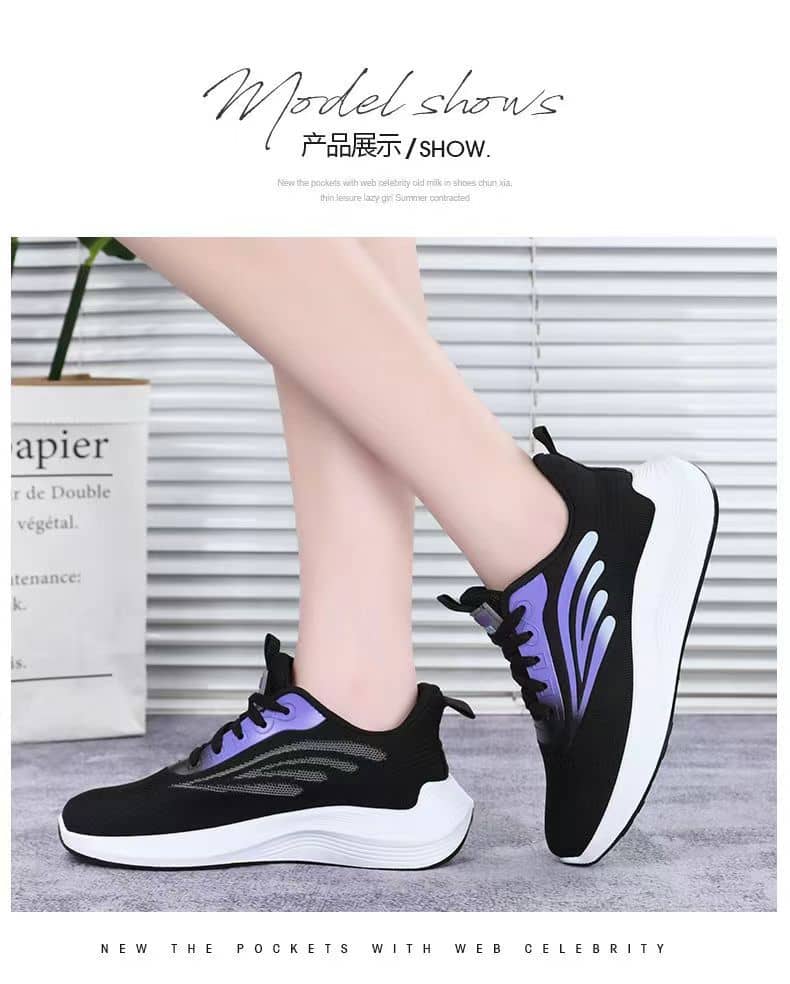 Women's Flyknit Mesh Athletic Shoes Platform Fashion Dad Shoes Anti-Slip Running Shoes