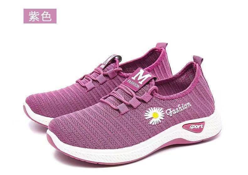 New Women's Flyknit Athletic Shoes Soft Sole Anti-Slip Breathable Dance Walking Sneakers