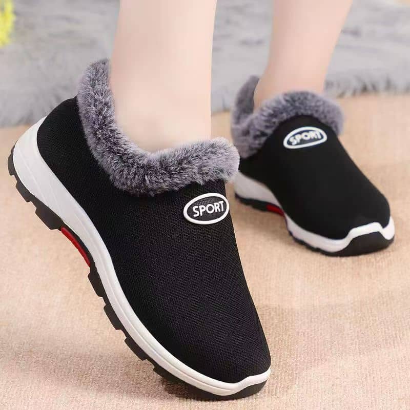 Winter Warm Women's Cotton Shoes Fleece-Lined Thickened Soft Sole Cotton Boots for Middle-Aged and Elderly