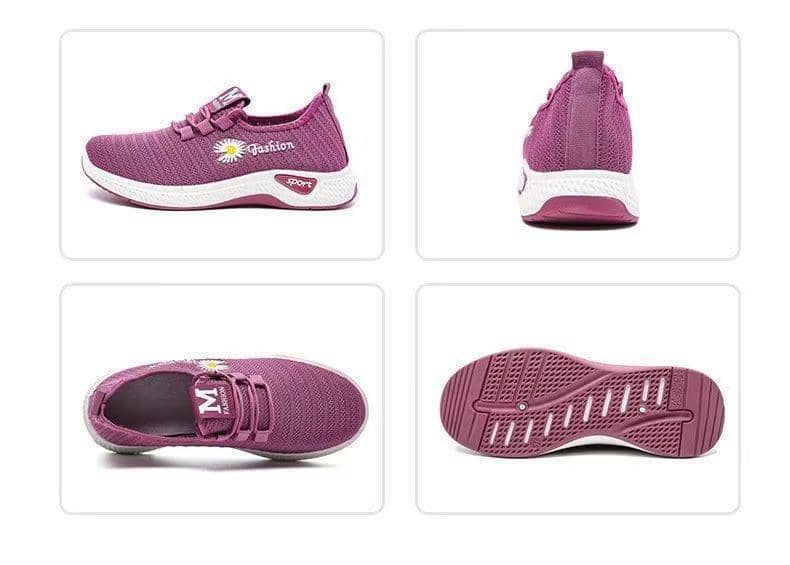 New Flyknit Women's Athletic Shoes Soft Sole Slip-On Casual Walking Shoes Anti-Slip