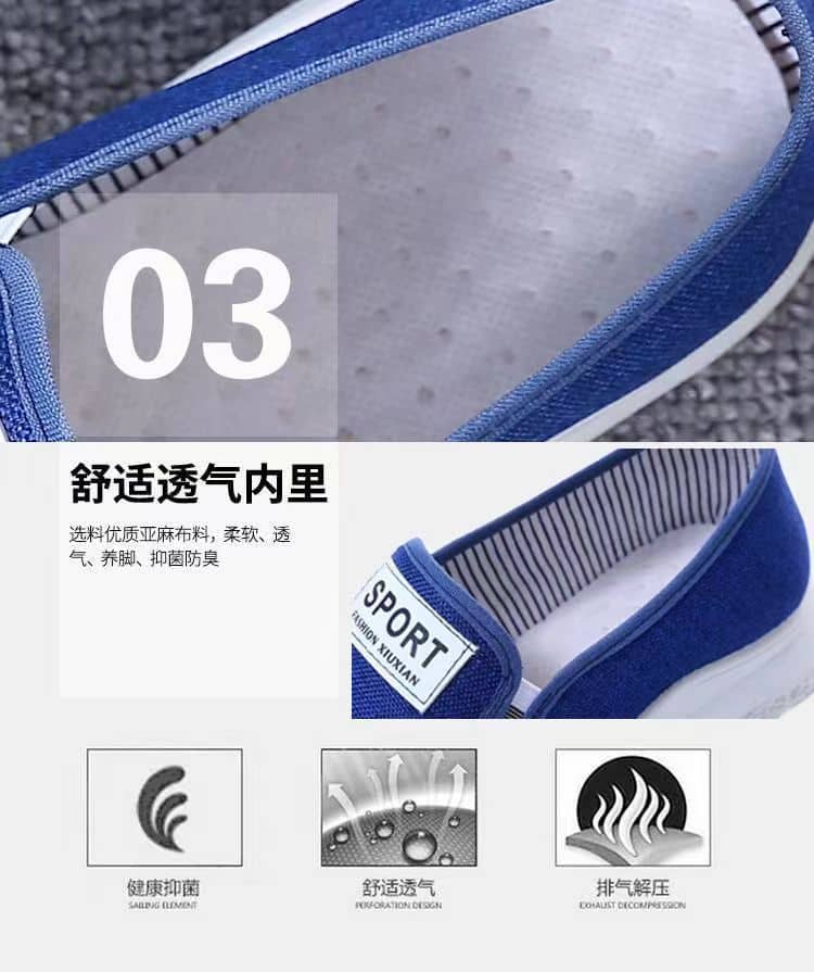 Men's Canvas Slip-On Shoes Denim Casual Loafers Lightweight Breathable Anti-Slip Wear-Resistant Student Shoes