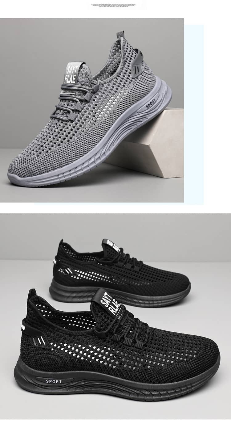 2023 Summer New Breathable Flyknit Lightweight Anti-Slip Wear-Resistant Walking Ultra-Light Men's Shoes