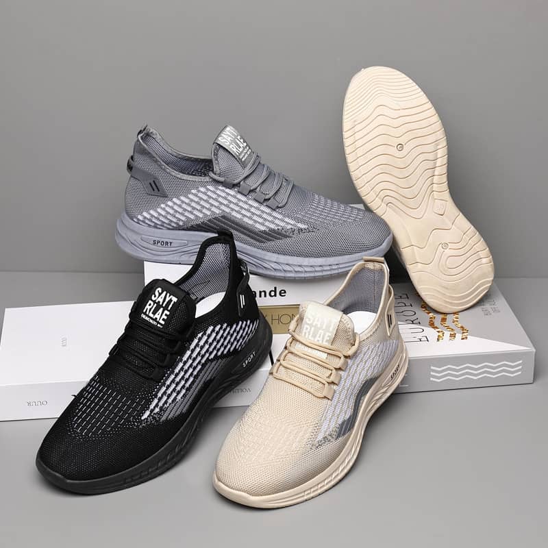 Men's Summer Breathable Flyknit Mesh Casual Shoes Comfortable Soft Sole Slip-On Sneakers