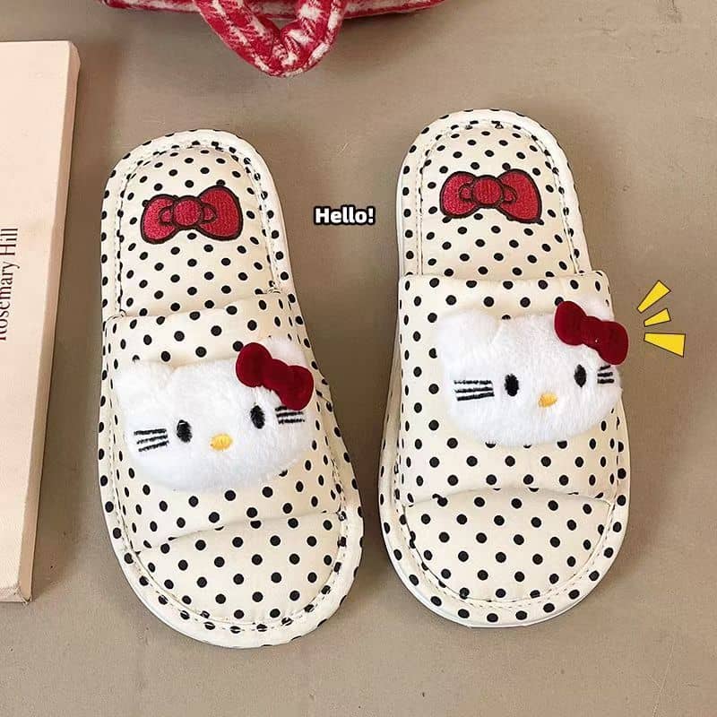 Cute Cat Faux Fur Slide Slippers for Women All-Season Comfort Anti-Slip Home 2026 New
