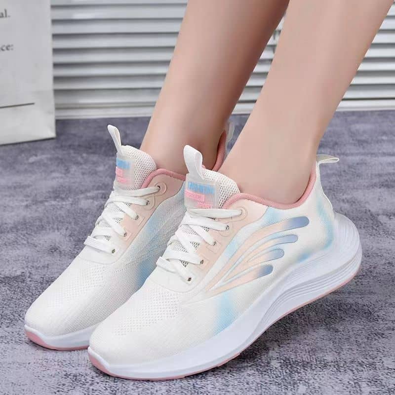Women's Flyknit Mesh Athletic Shoes Platform Fashion Dad Shoes Anti-Slip Running Shoes