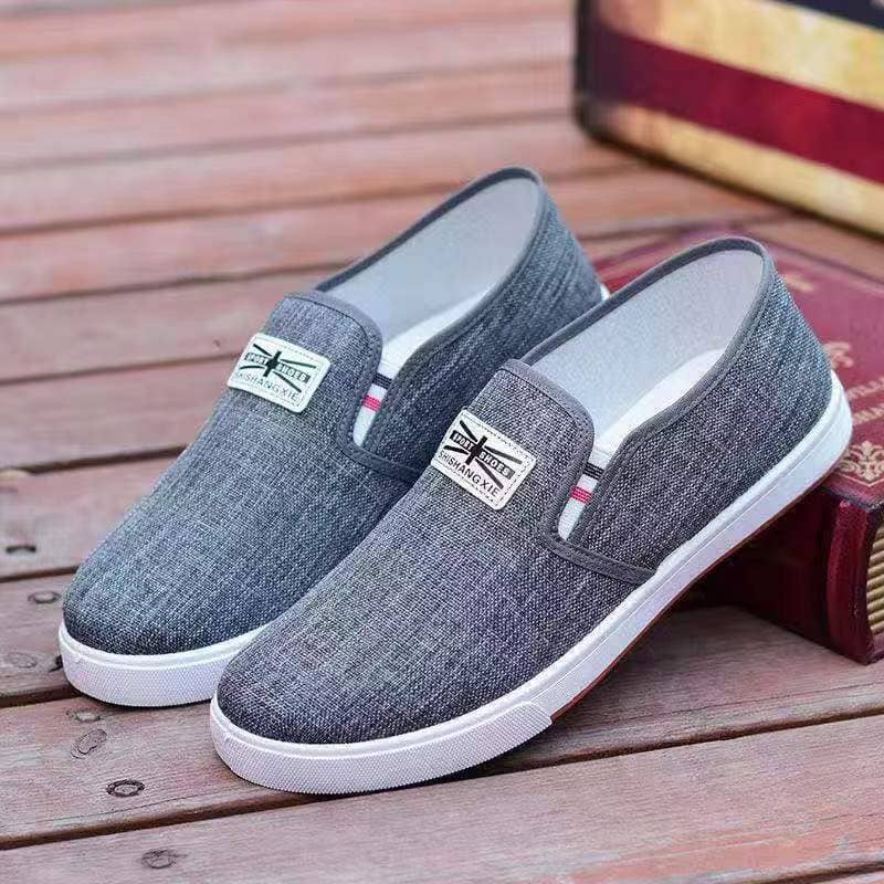 Men's Canvas Slip-On Shoes Denim Casual Loafers Lightweight Breathable Anti-Slip Wear-Resistant Student Shoes