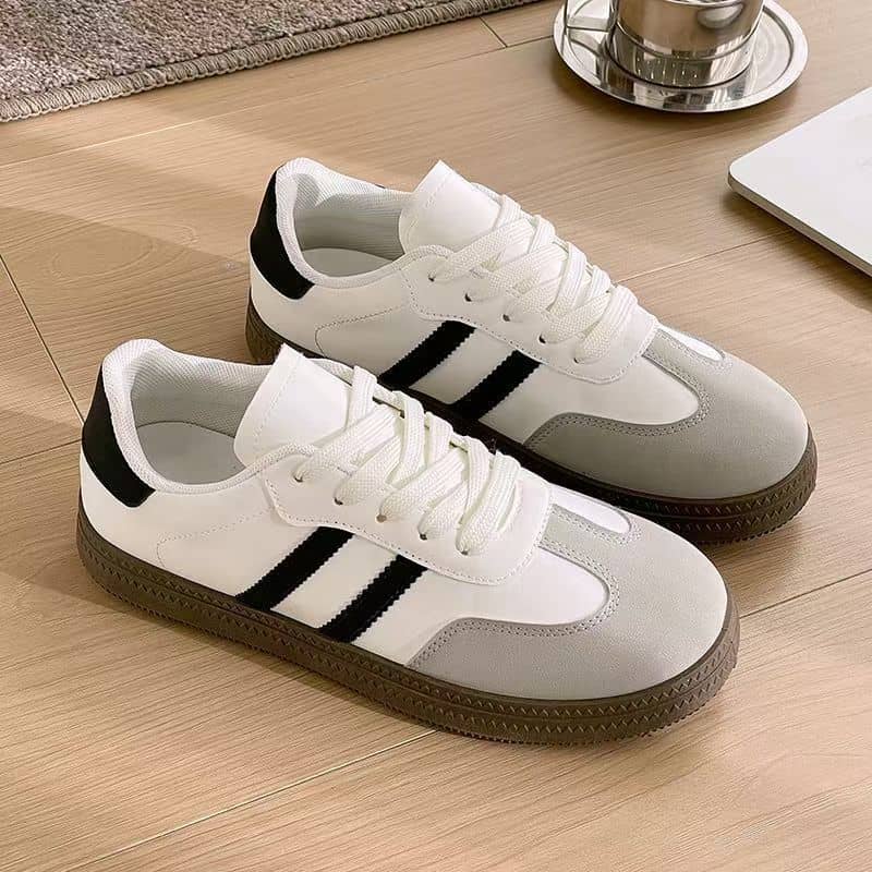 German Army Trainer Style Unisex White Sneakers Casual Sports Shoes Couple Style Campus