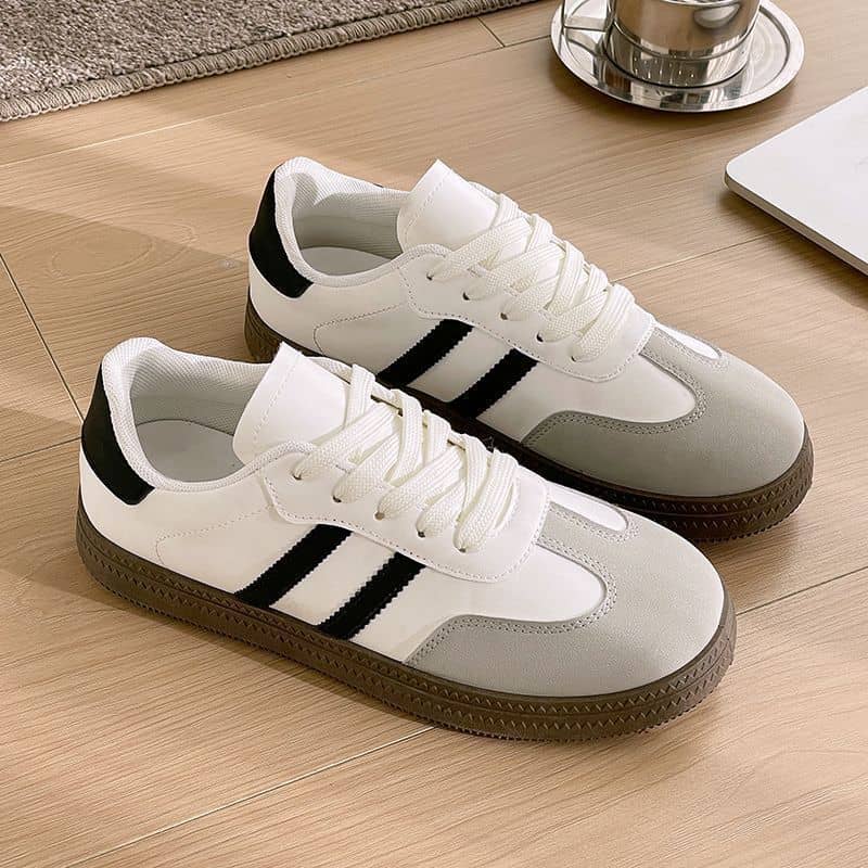 German Army Trainer Style Unisex White Sneakers Casual Sports Shoes Couple Style Campus