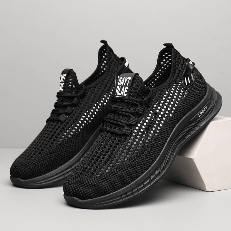 Men's Summer Breathable Flyknit Mesh Casual Shoes Comfortable Soft Sole Slip-On Sneakers