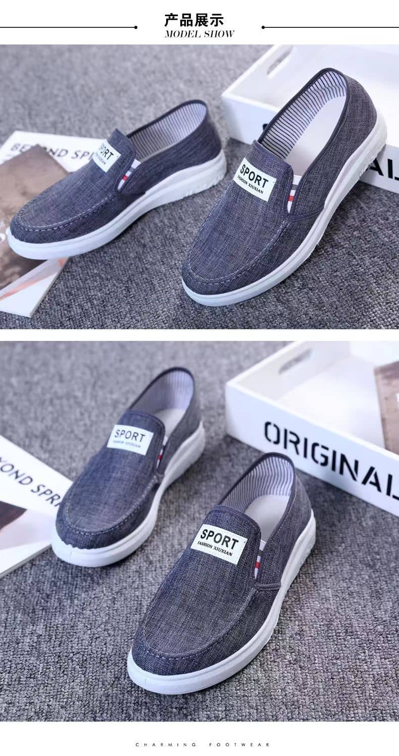 Men's Canvas Slip-On Shoes Denim Casual Loafers Lightweight Breathable Anti-Slip Wear-Resistant Student Shoes
