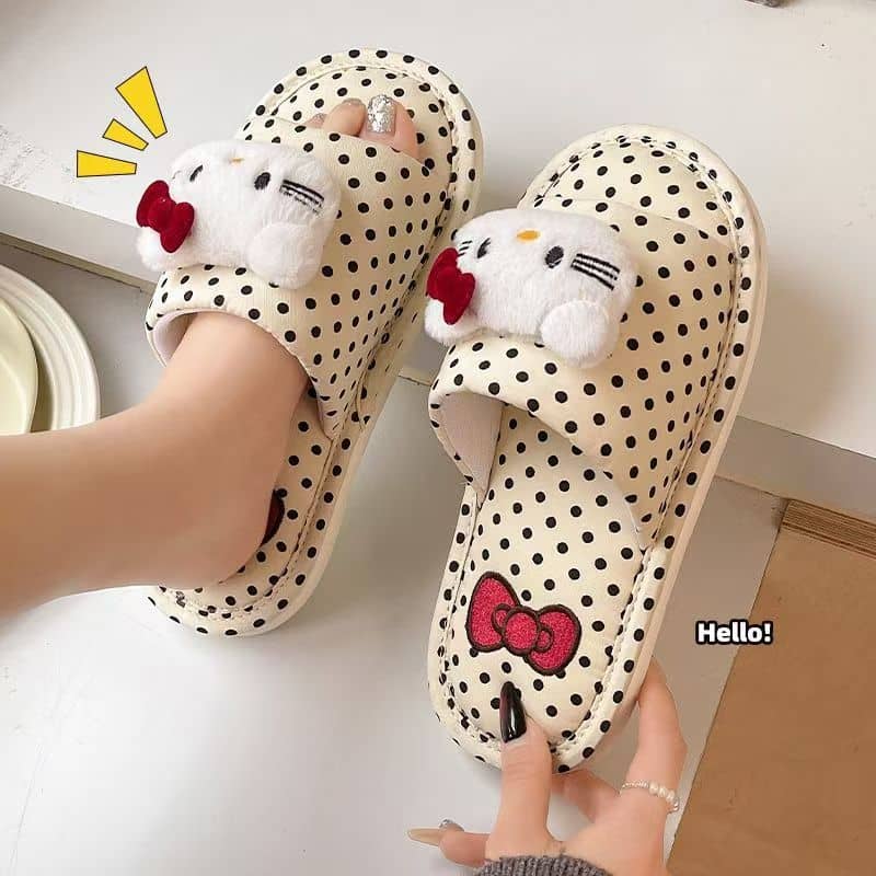 Cute Cat Faux Fur Slide Slippers for Women All-Season Comfort Anti-Slip Home 2026 New