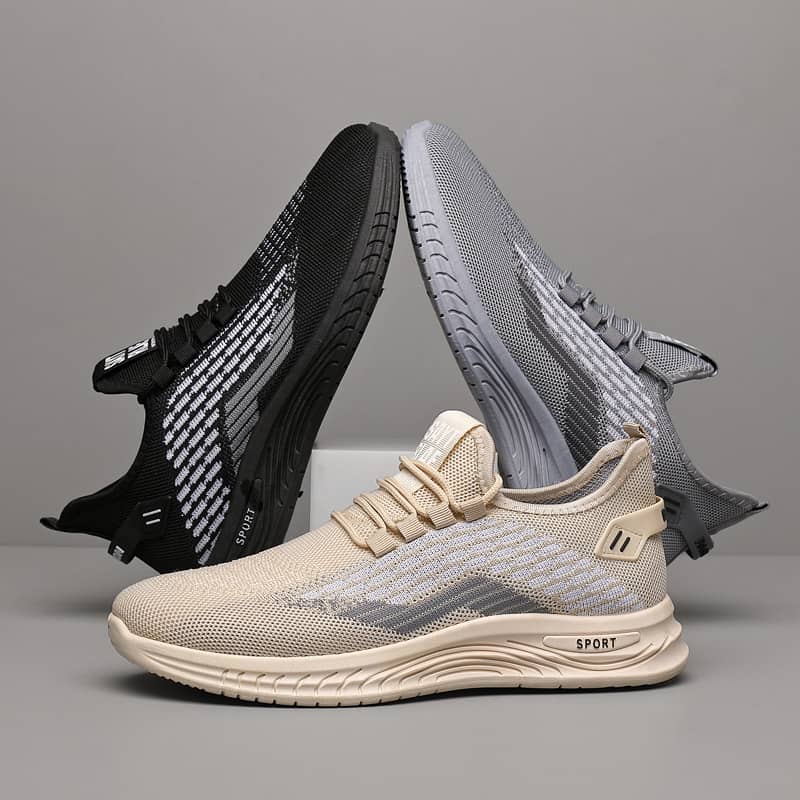 Men's Summer Breathable Flyknit Mesh Casual Shoes Comfortable Soft Sole Slip-On Sneakers