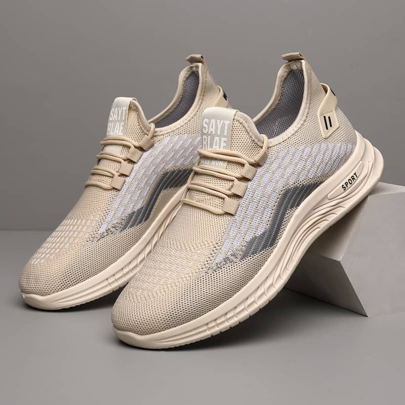 Men's Summer Breathable Flyknit Mesh Casual Shoes Comfortable Soft Sole Slip-On Sneakers