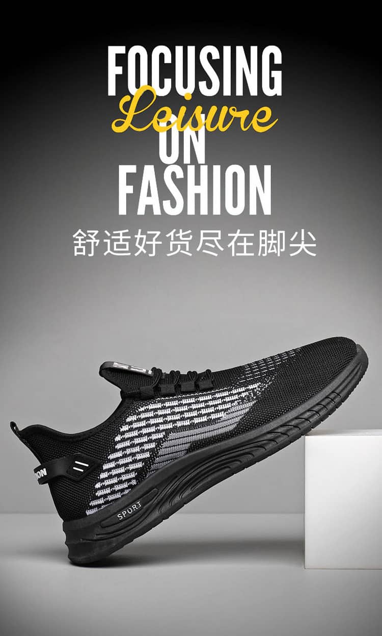Men's Summer Breathable Flyknit Mesh Casual Shoes Comfortable Soft Sole Slip-On Sneakers